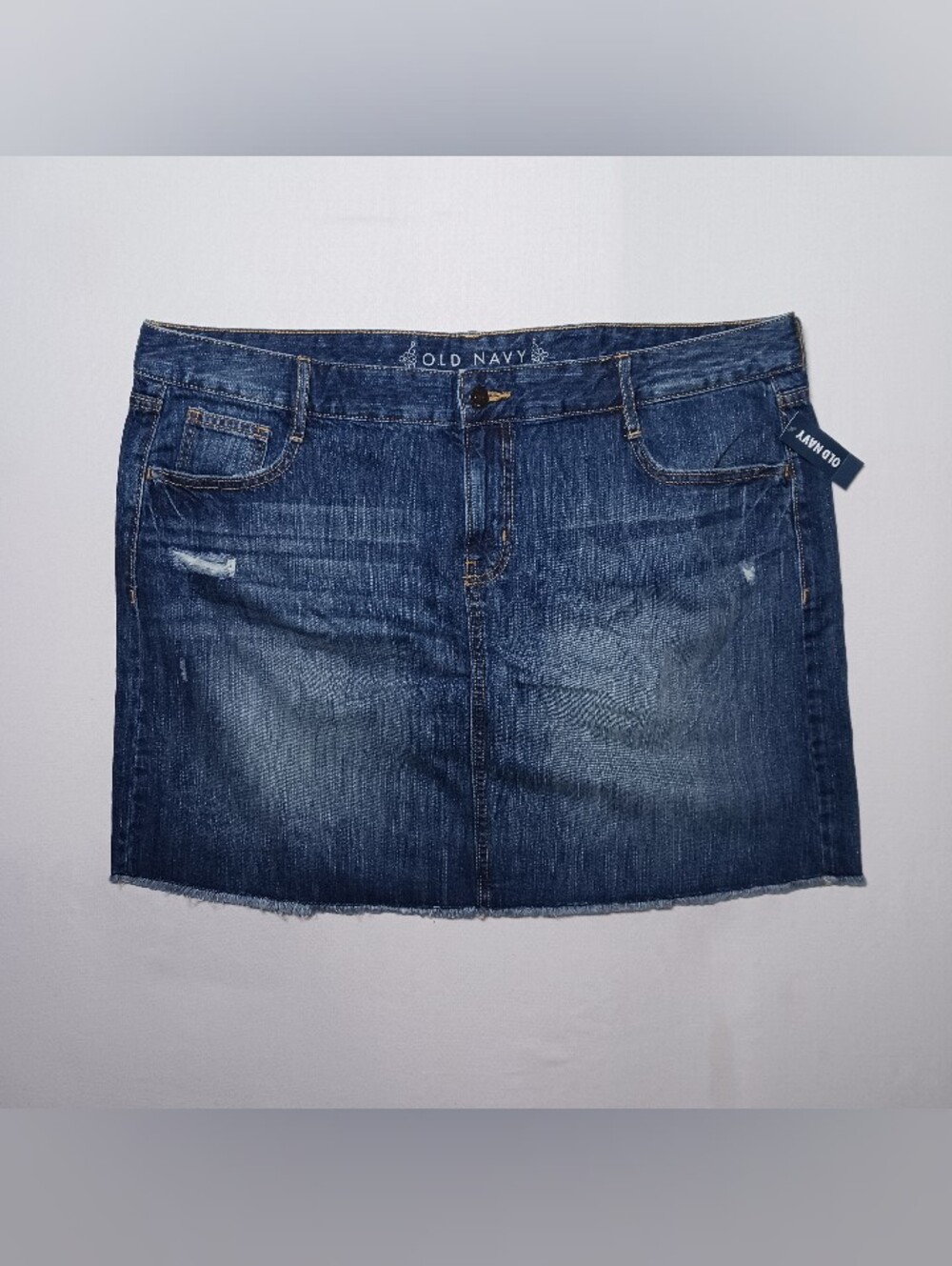 Old Navy Womens Flag Destructed Denim Mini Skirt Plus Size 18 Blue 952905-00 NWT